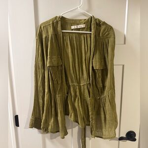 Free People Olive Overshirt